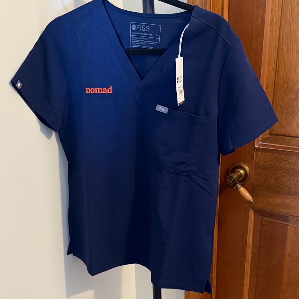 Figs Deep Blue V-Neck Scrub Top
